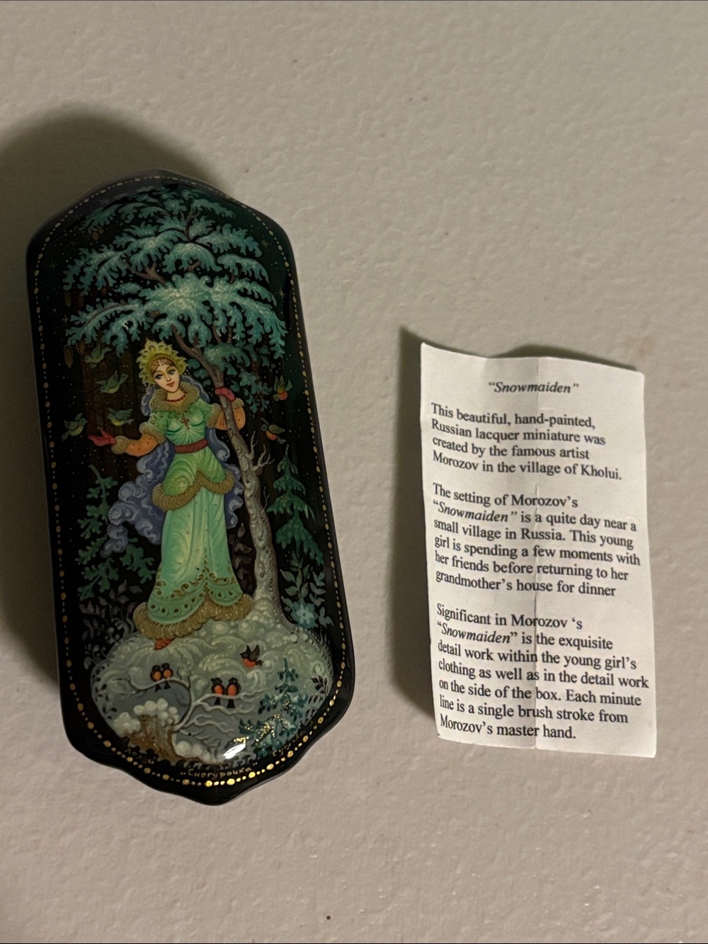 Morozov Hand-Painted Russian Lacquer Miniature Box - Snowmaiden